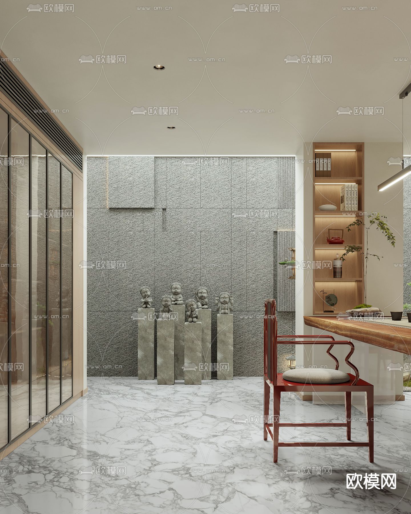 自然风地下室会客厅茶室3d模型下载（渲染图8）