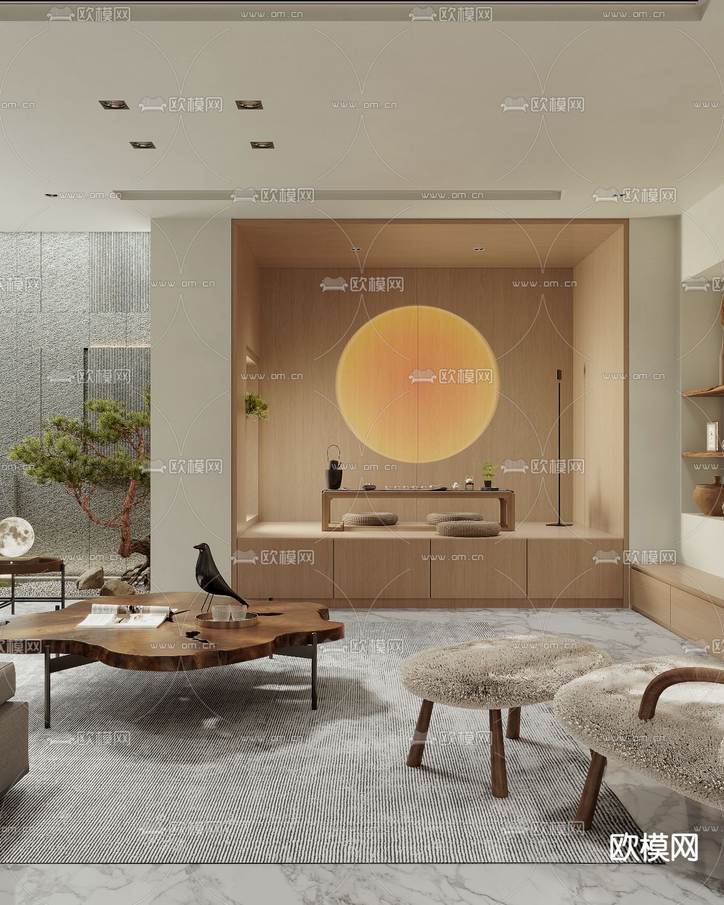 自然风地下室会客厅茶室3d模型下载（渲染图7）