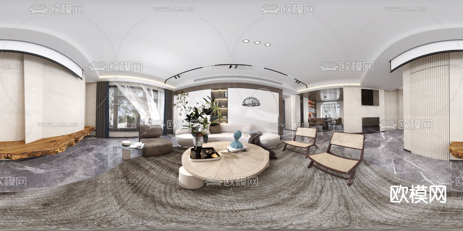 侘寂风客餐厅vr全景3d模型