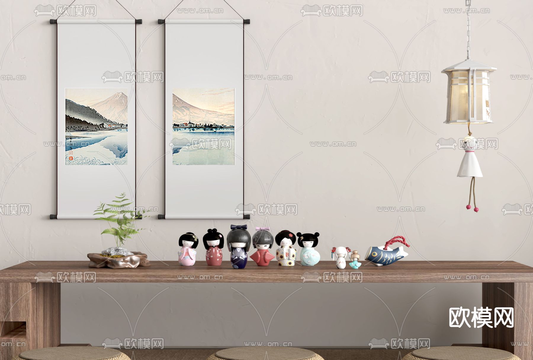 日式瓷娃娃潮玩摆件3d模型