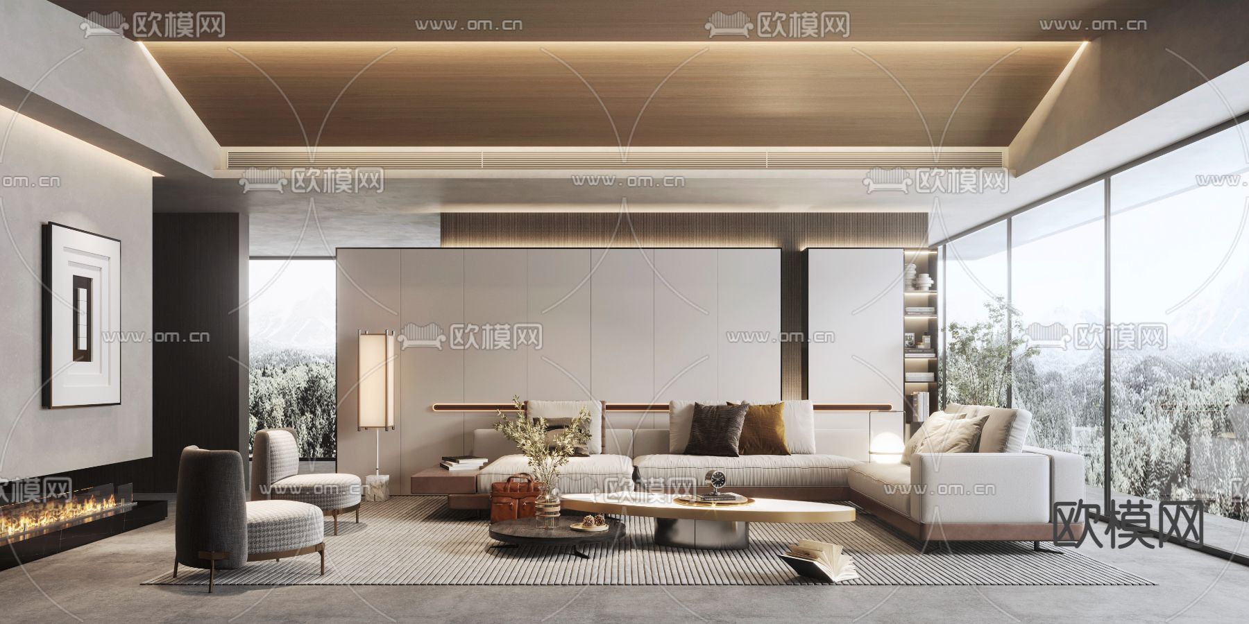 现代客厅沙发组合3d模型