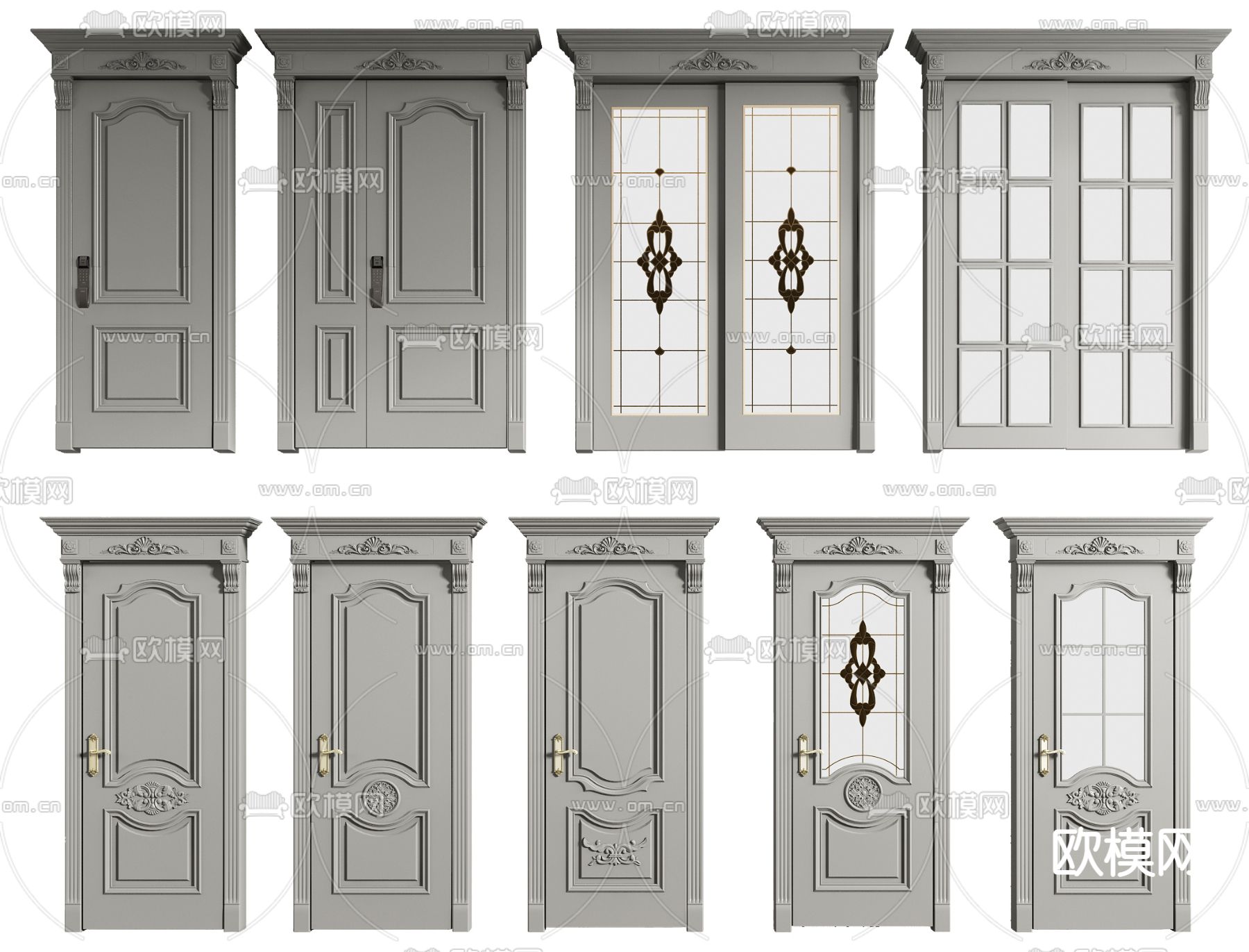 美式玻璃推拉门su模型下载（渲染图1）