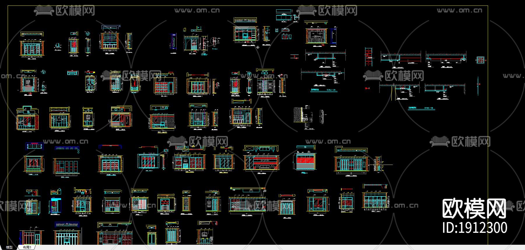 室内立面图CAD图库下载