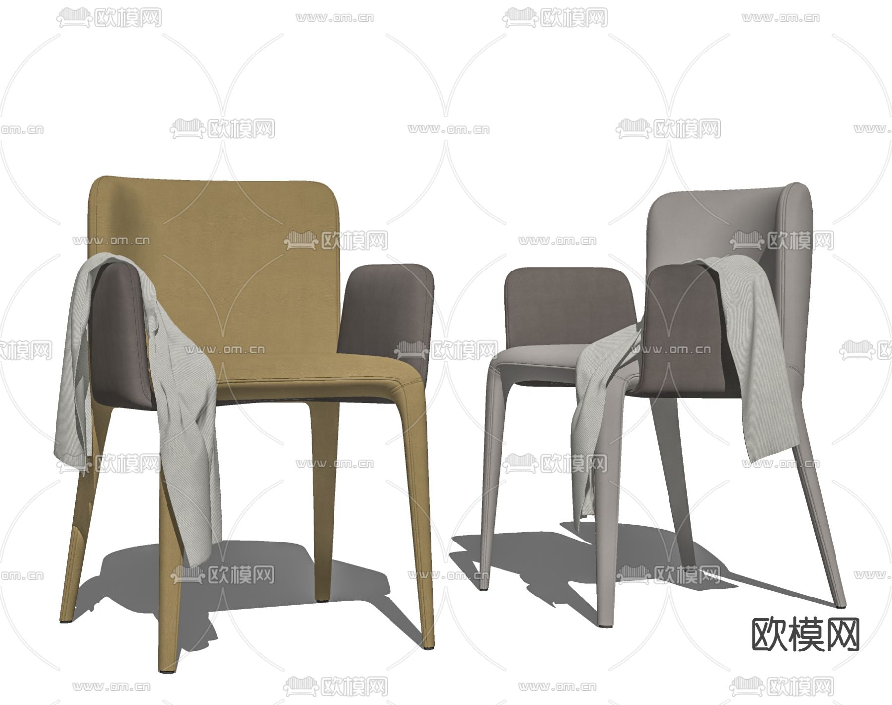 现代单椅餐椅su模型