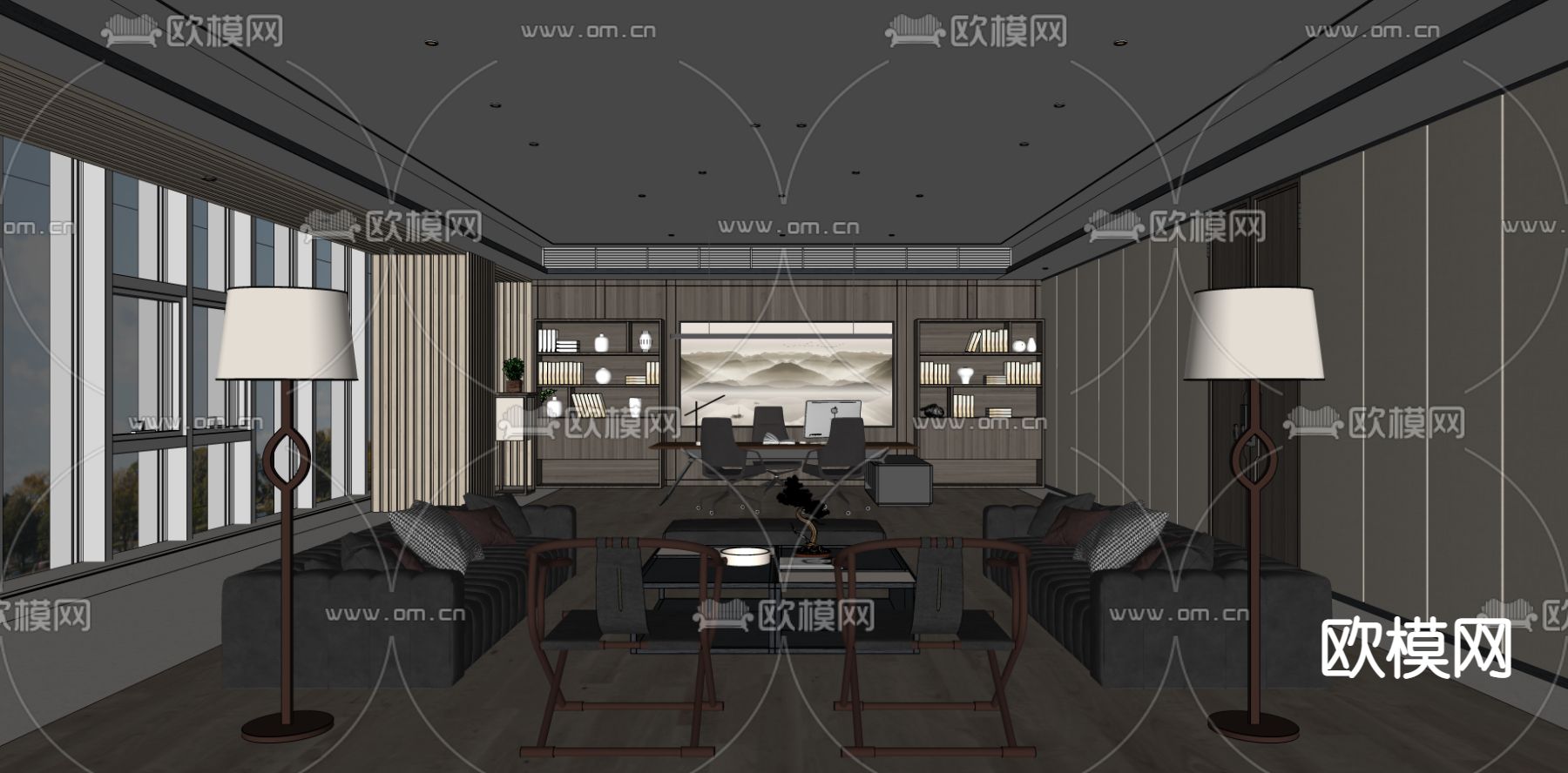 现代办公室su模型