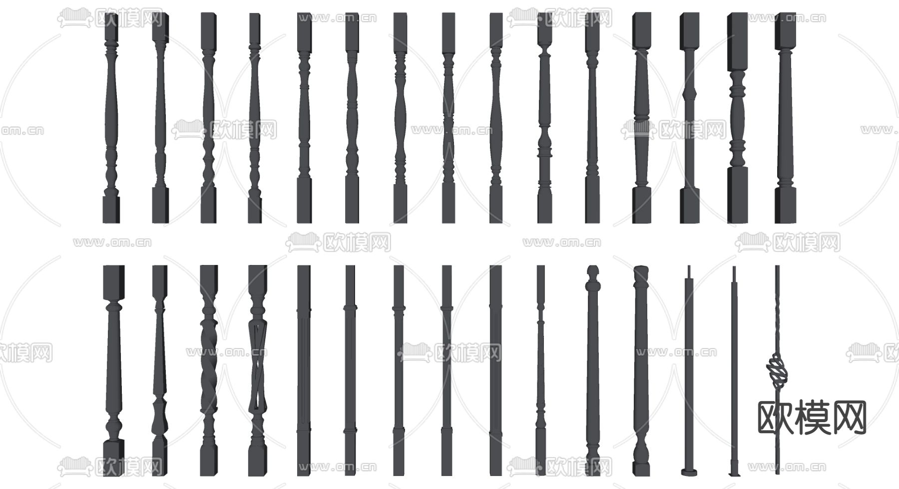 美式栏杆su模型下载（渲染图1）