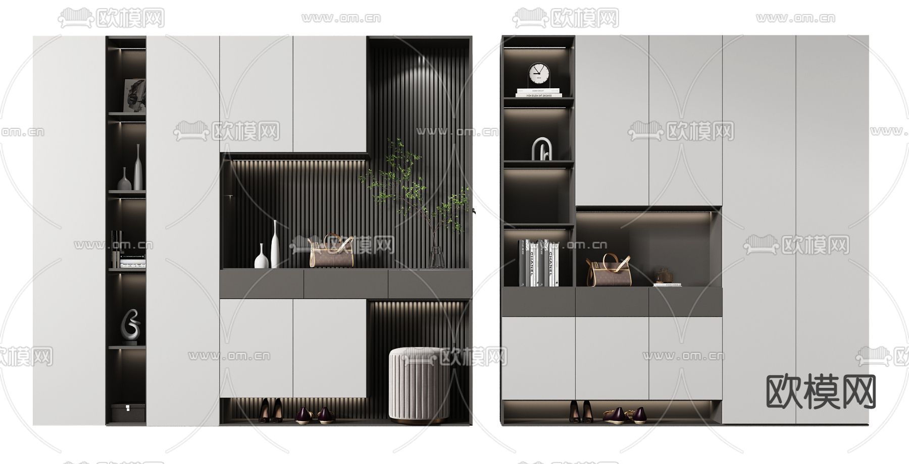 现代轻奢鞋柜su模型下载（渲染图1）