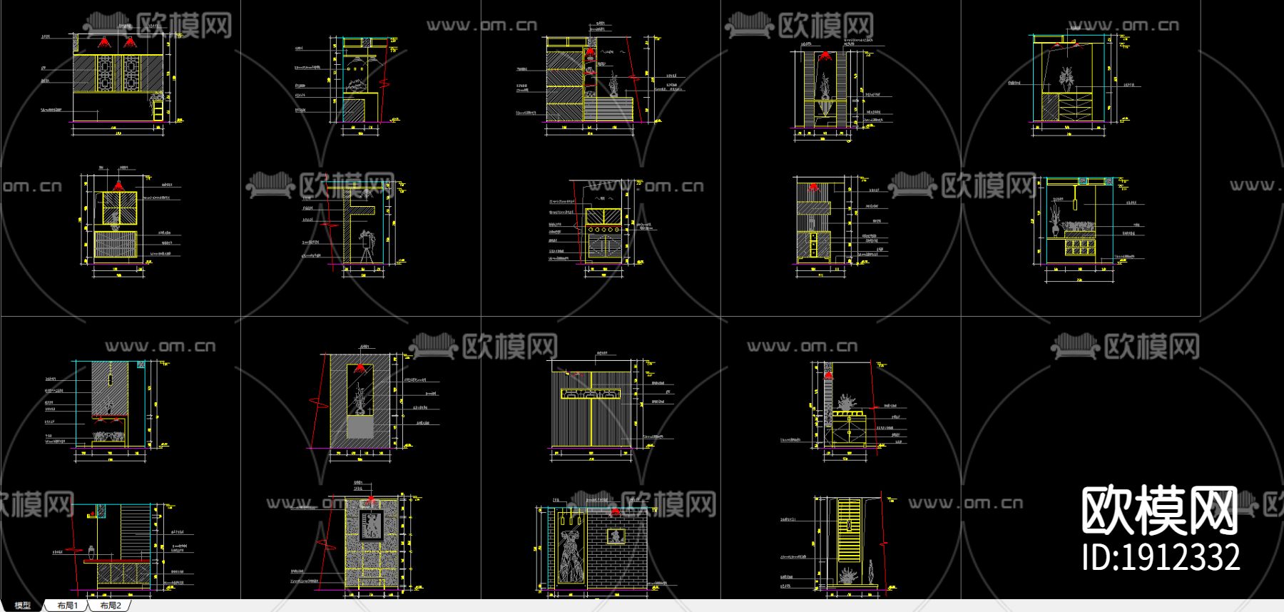 常用玄关图集cad图库-免费3dmax模型库-欧模网