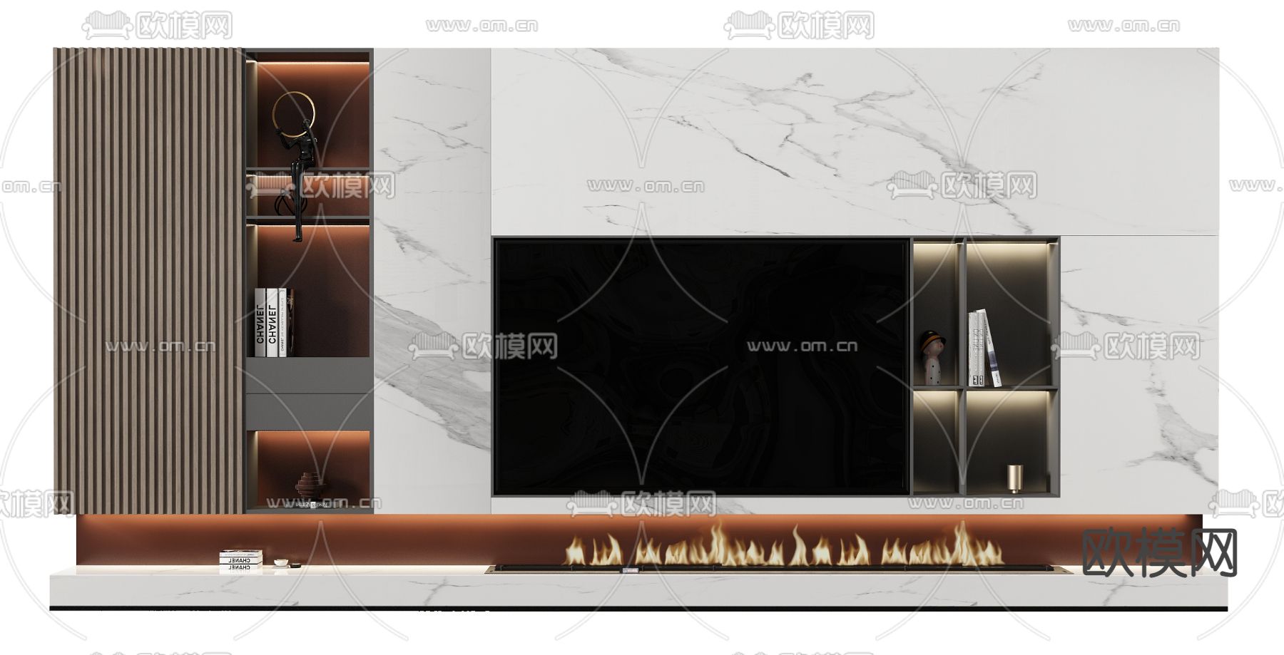 现代电视墙su模型