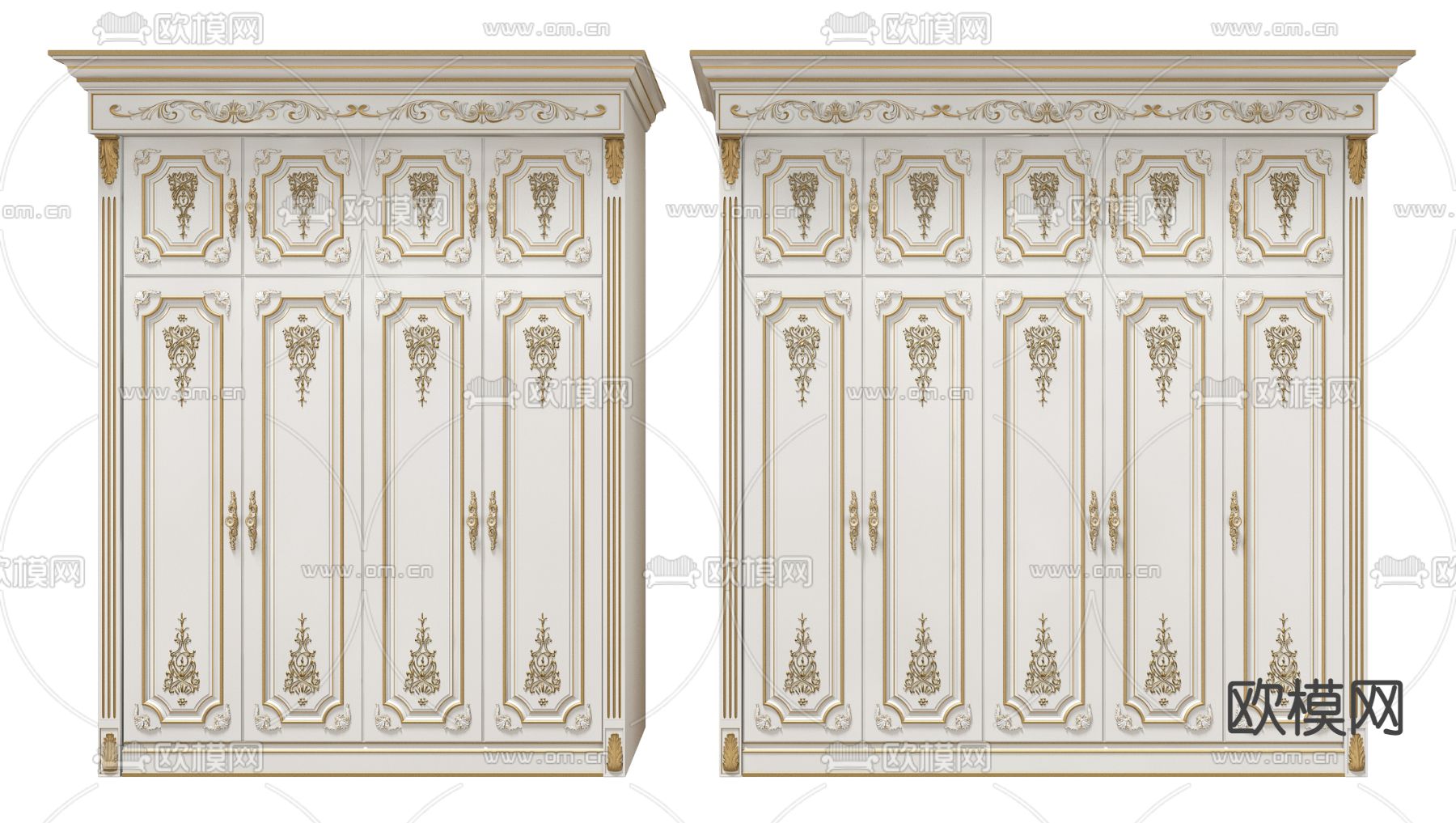 欧式衣柜su模型下载（渲染图1）