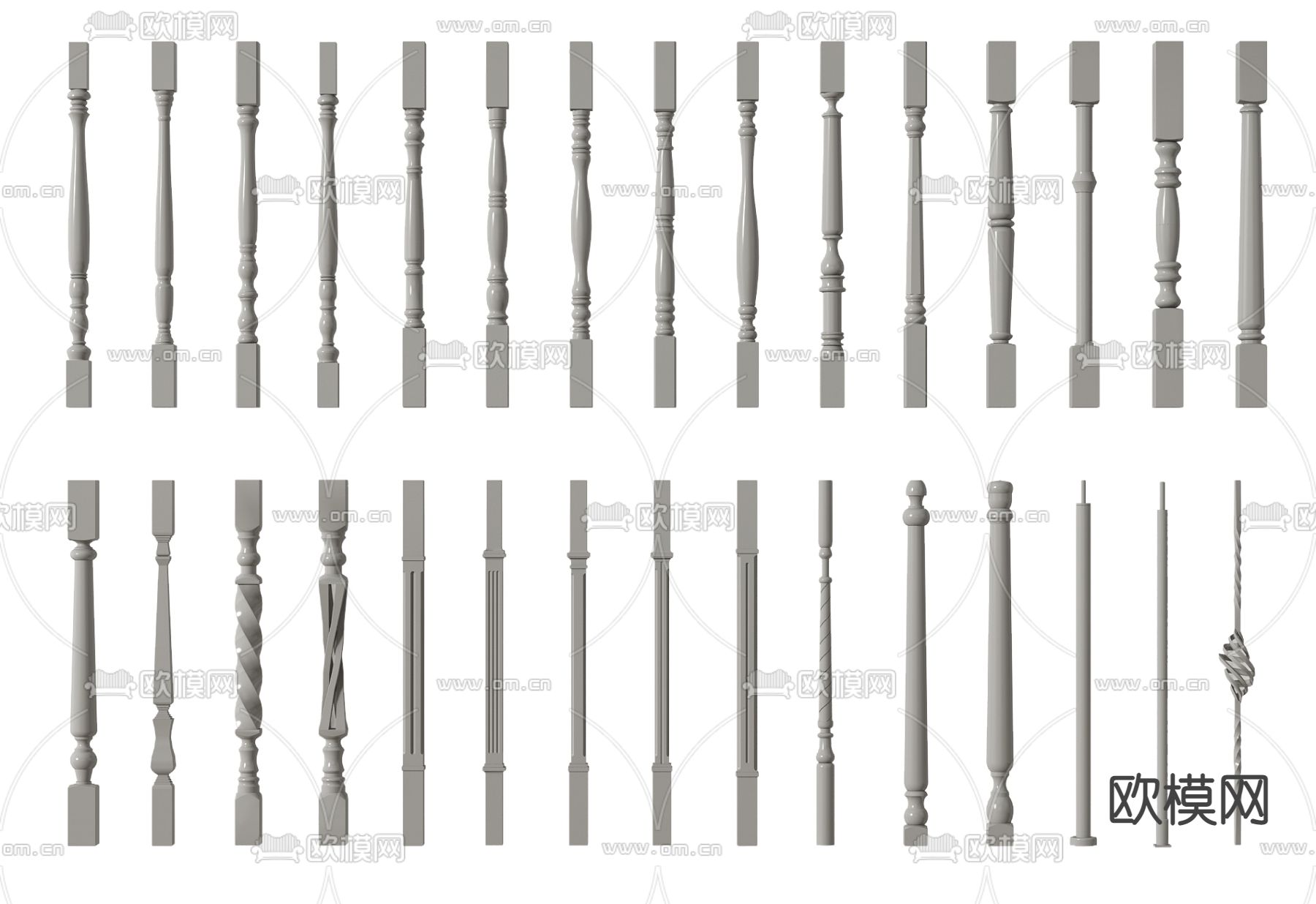 美式栏杆su模型下载（渲染图2）