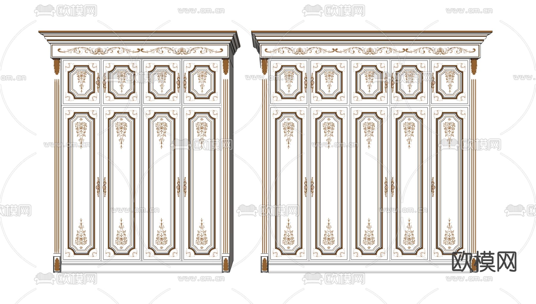 欧式衣柜su模型下载（渲染图2）