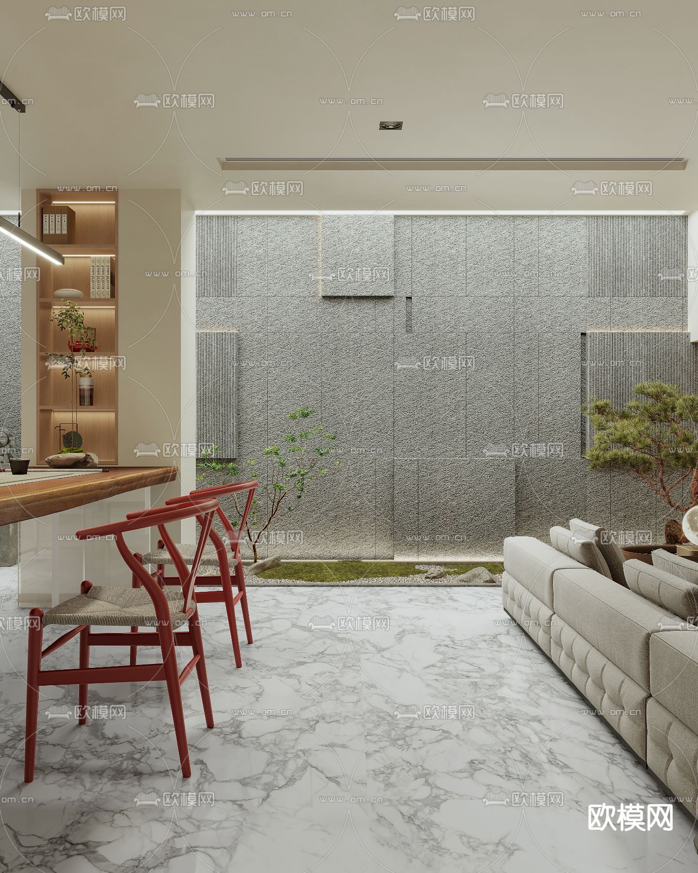 自然风地下室会客厅茶室3d模型下载（渲染图5）