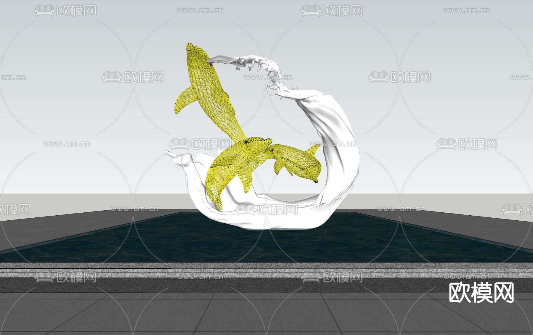 现代异形雕塑su模型下载（渲染图2）