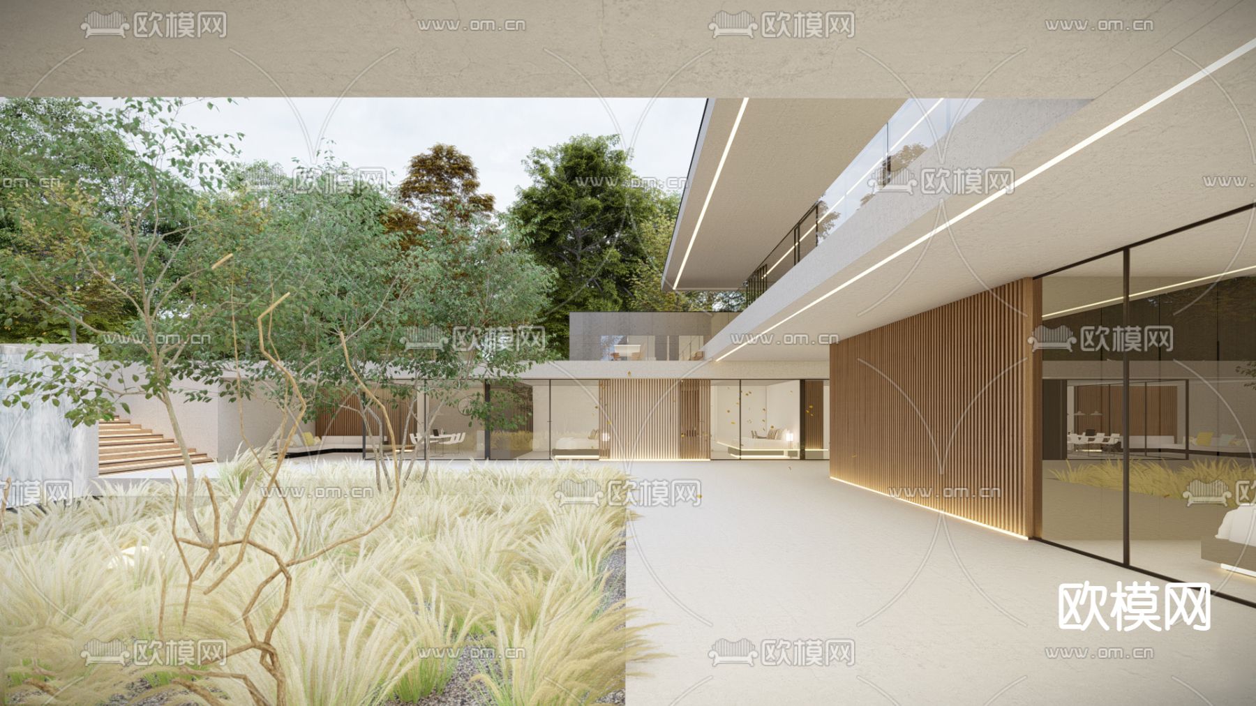 现代独栋别墅su模型下载（渲染图6）