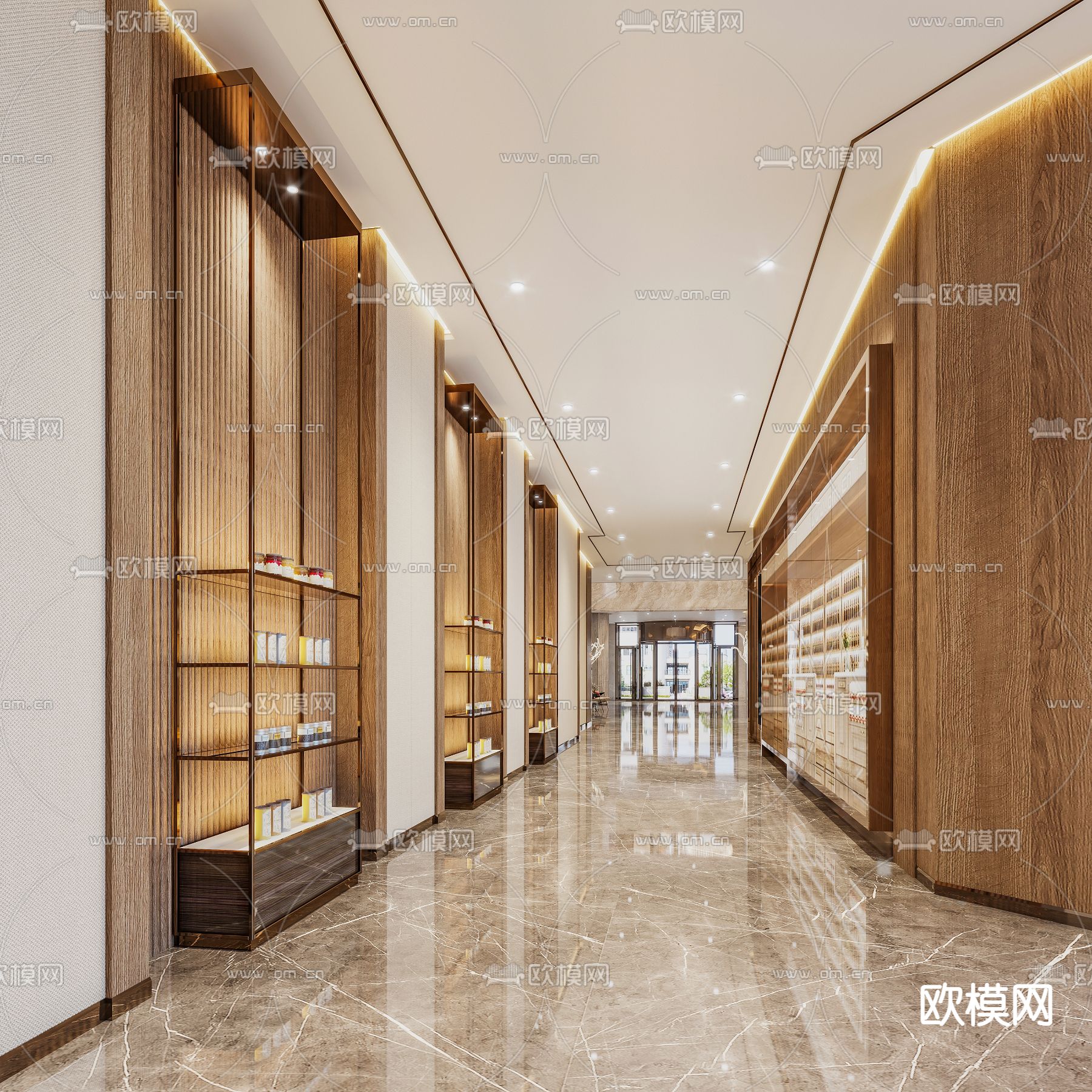现代轻奢酒店大堂3d模型