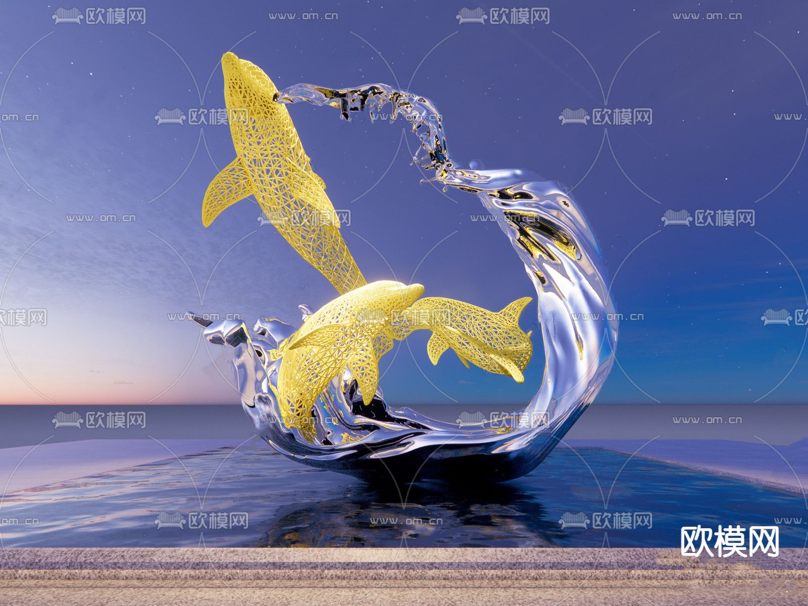 现代异形雕塑su模型下载（渲染图1）