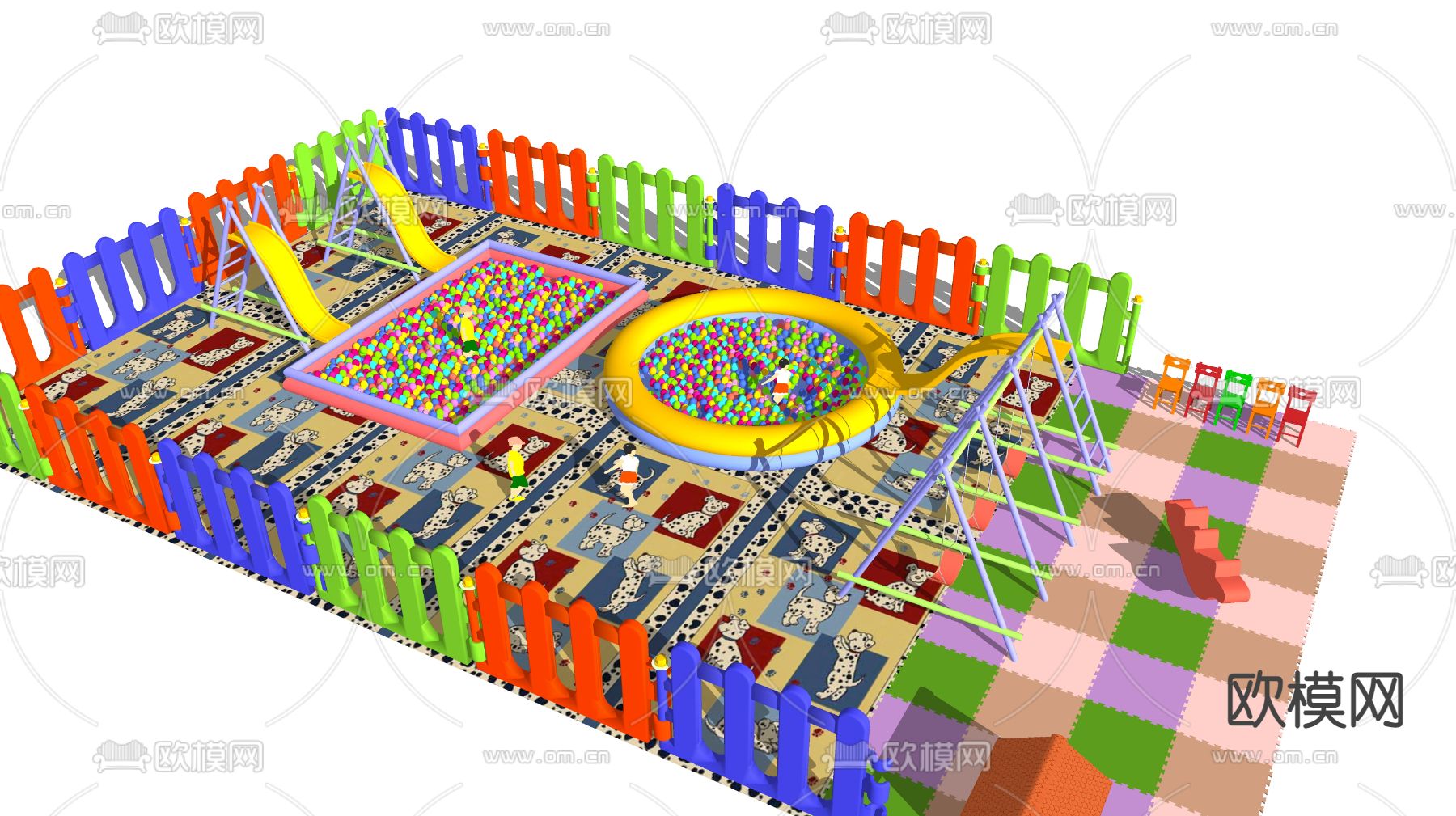 现代儿童活动区海洋球馆su模型下载