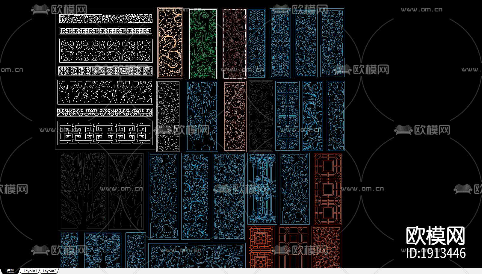 中式雕花cad图库下载