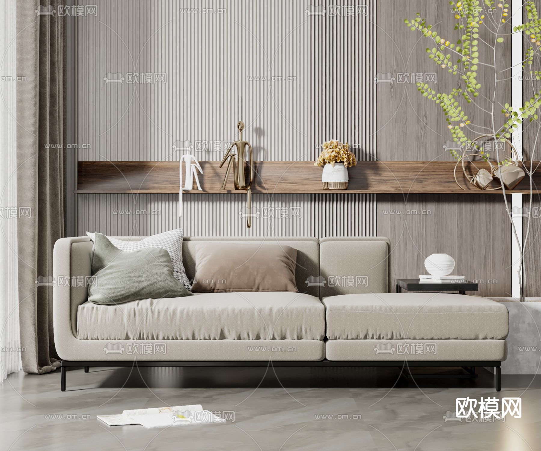 现代布艺沙发贵妃椅3d模型下载