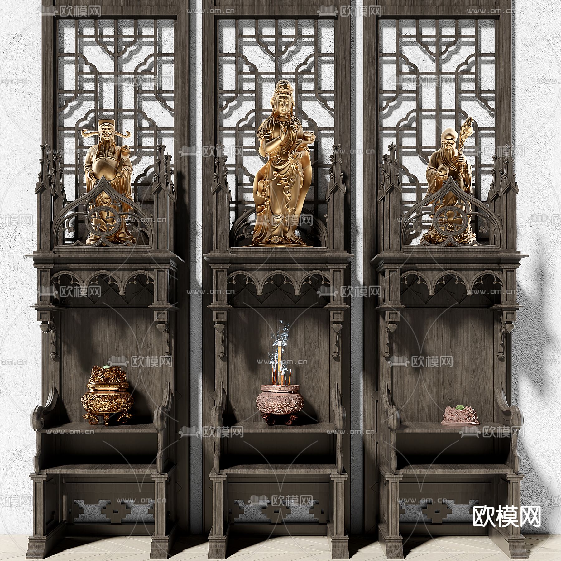 新中式神龛神台柜3d模下载