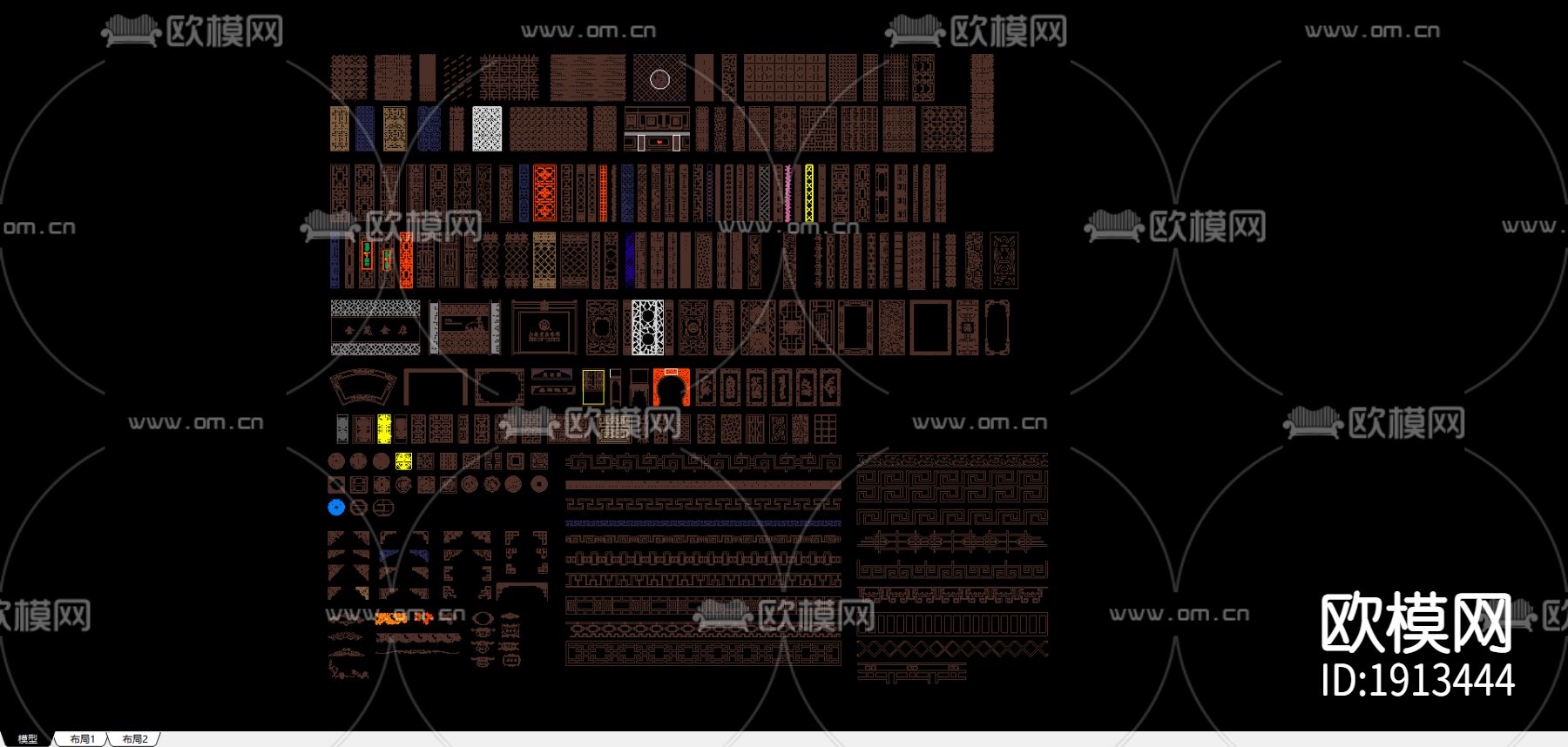 中式雕花cad图库下载