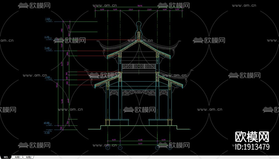 亭子cad施工圖下載