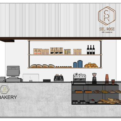  现代咖啡厅收银台su模型 