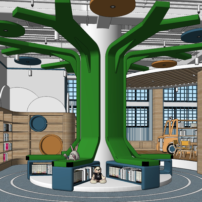  现代儿童图书室su模型 