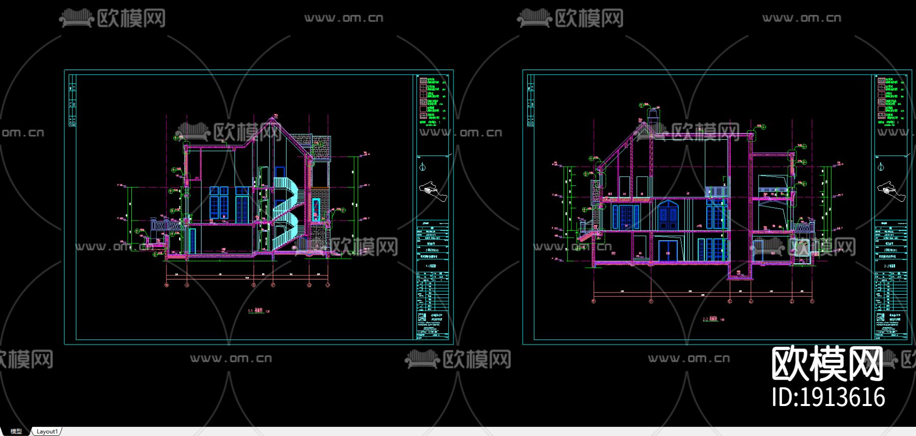 别墅设计CAD施工图下载