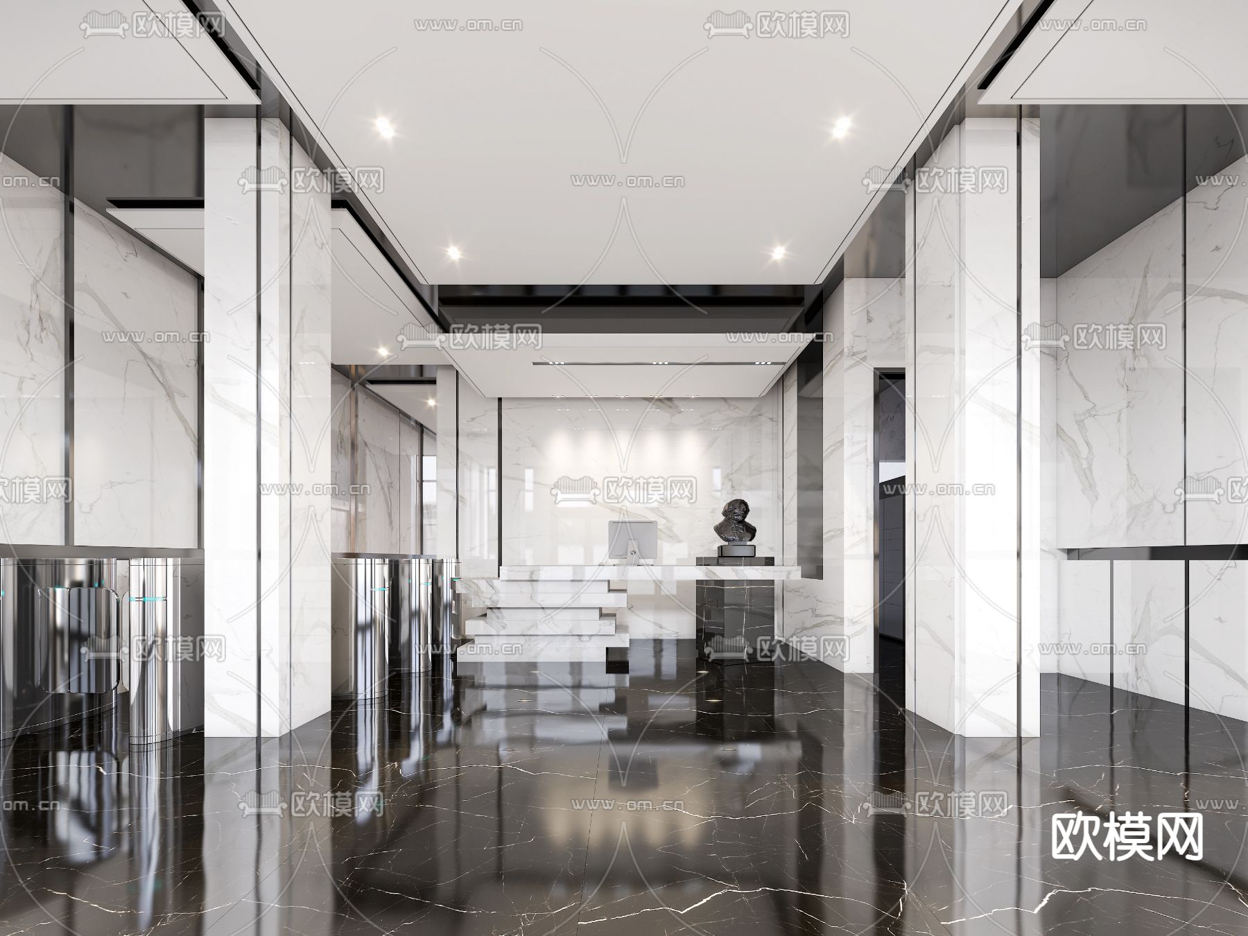 现代办公室前台3d模型下载（渲染图1）
