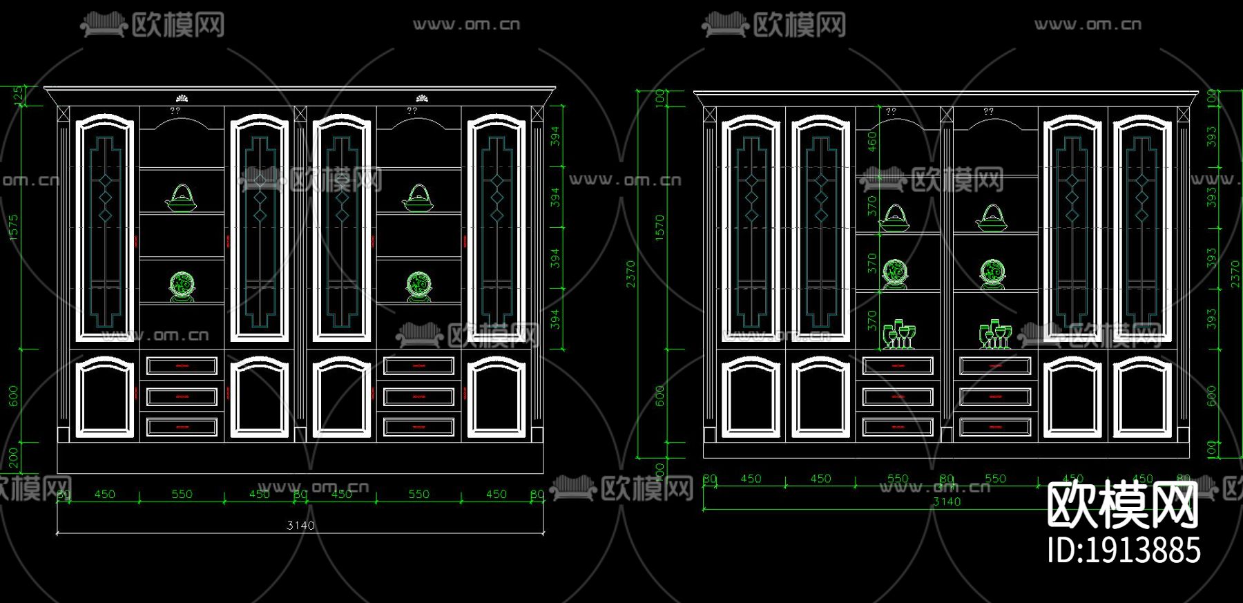 酒窖酒柜cad施工图下载（渲染图5）