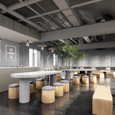  现代奶茶店su模型 