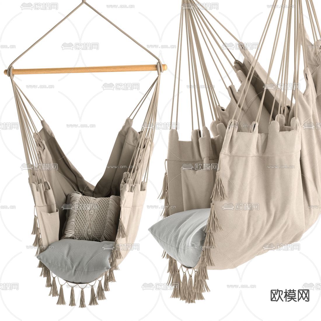 现代布艺休闲吊椅3d模型下载（渲染图2）