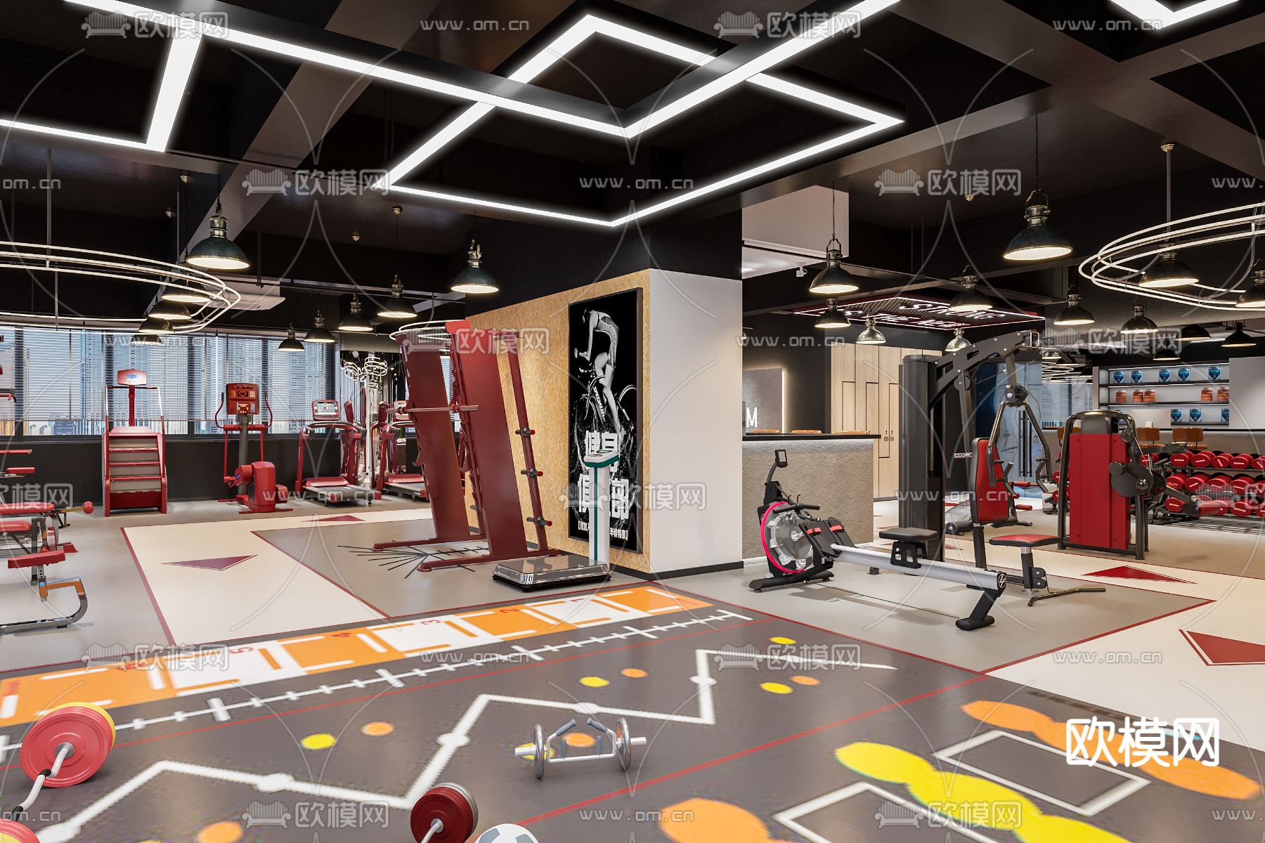 现代健身房3d模型下载（渲染图4）