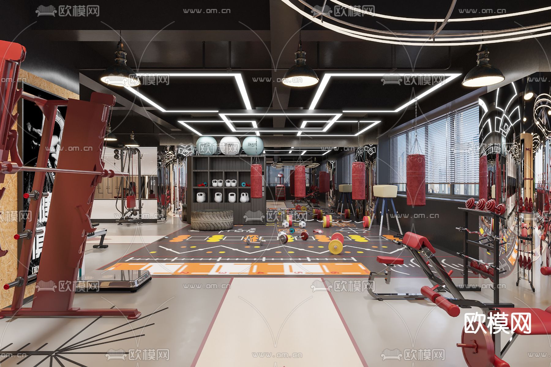 现代健身房3d模型下载（渲染图5）
