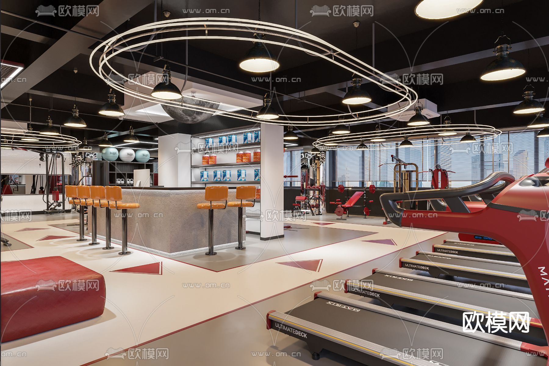 现代健身房3d模型下载（渲染图2）