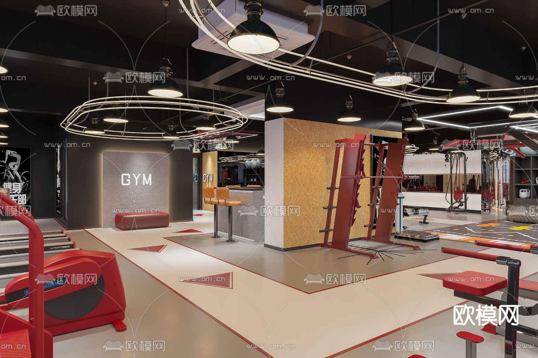 现代健身房3d模型下载（渲染图3）