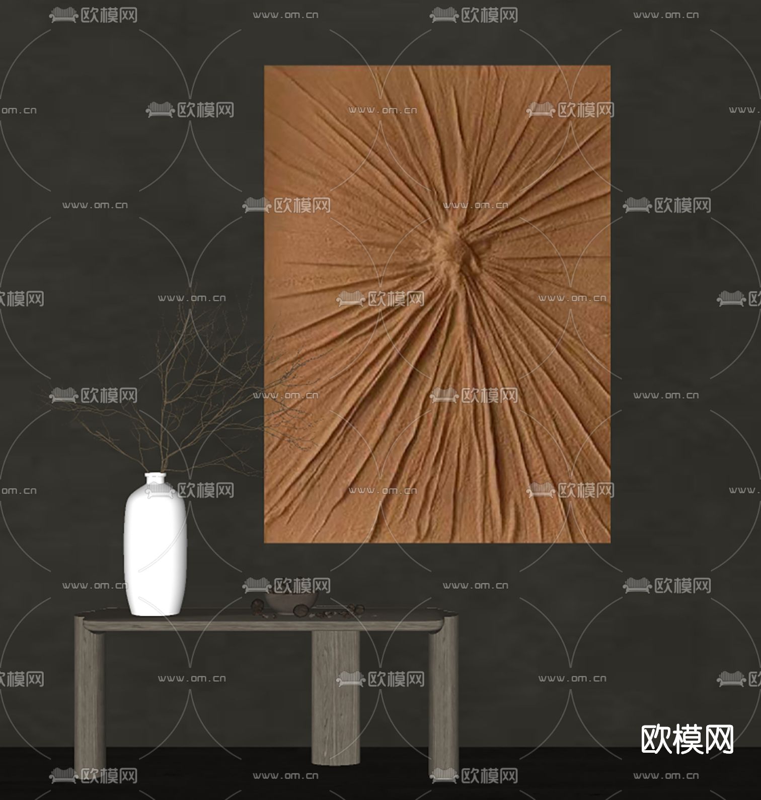 侘寂装饰画挂画su模型下载（渲染图2）