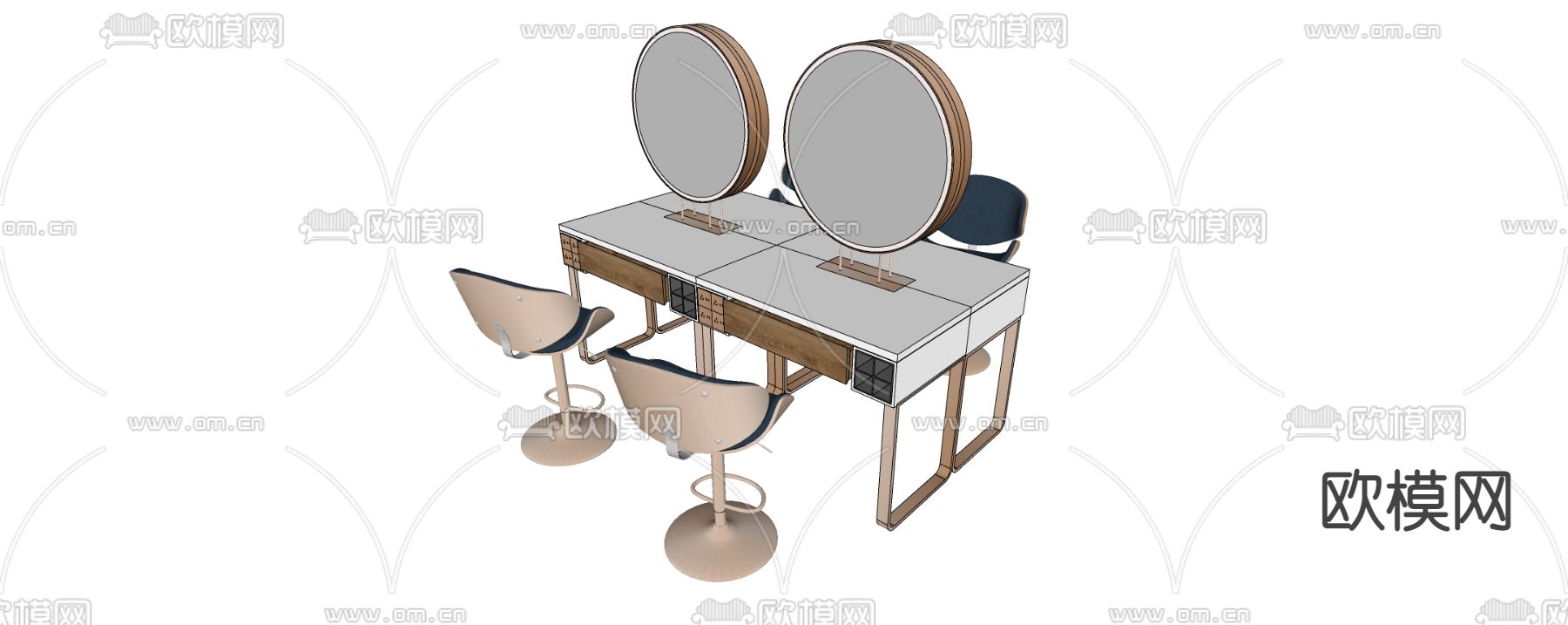 现代商用化妆台su模型下载（渲染图1）