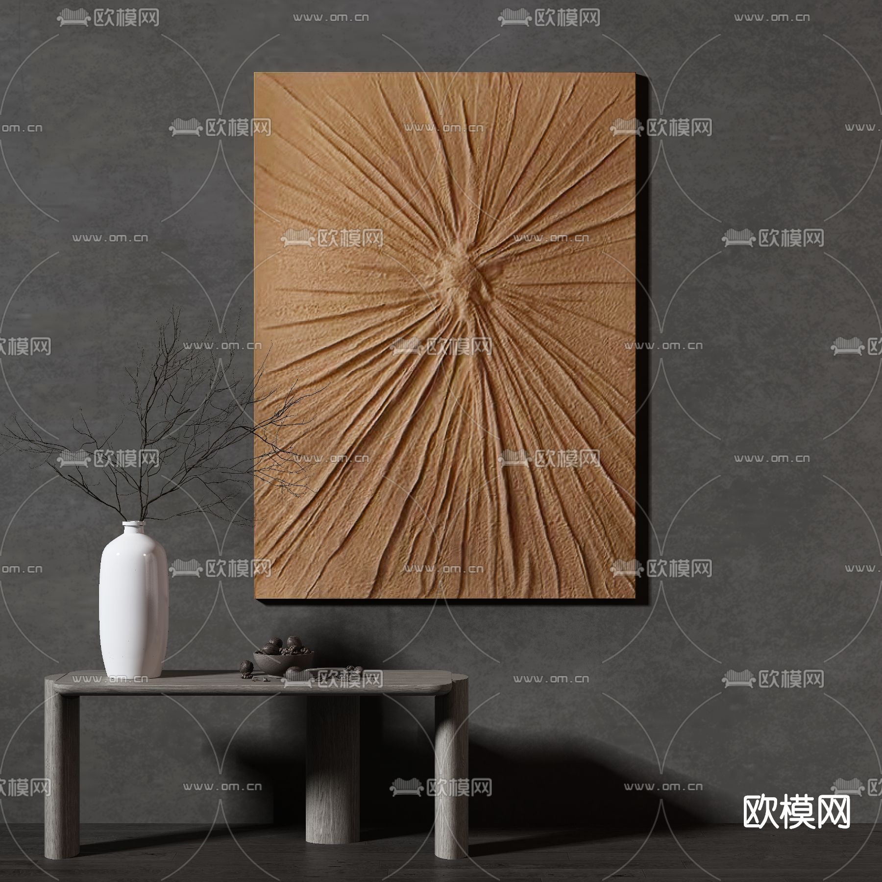 侘寂装饰画挂画su模型下载（渲染图1）