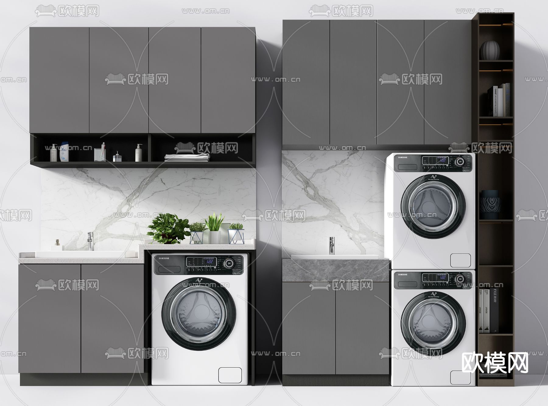 现代洗衣机柜浴室柜3d模型下载