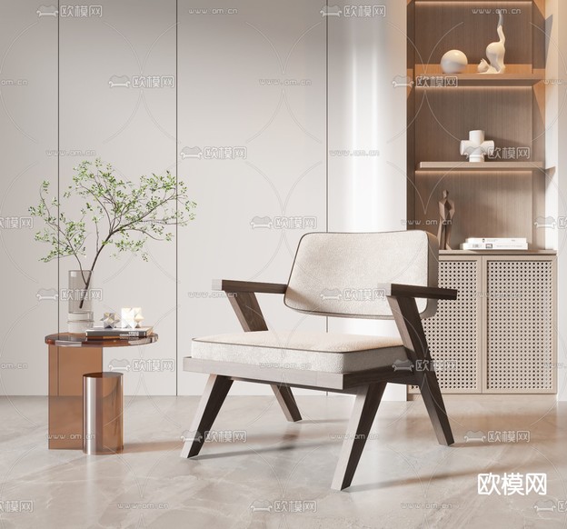 现代布艺休闲椅3d模型下载