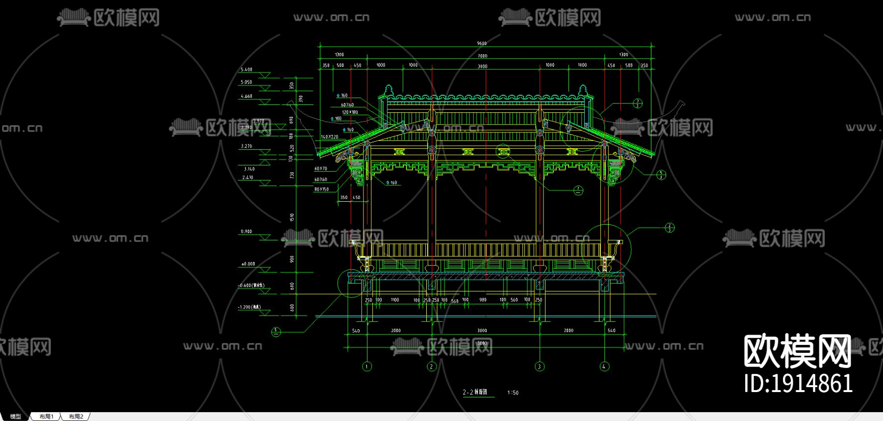 景观亭CAD施工图下载