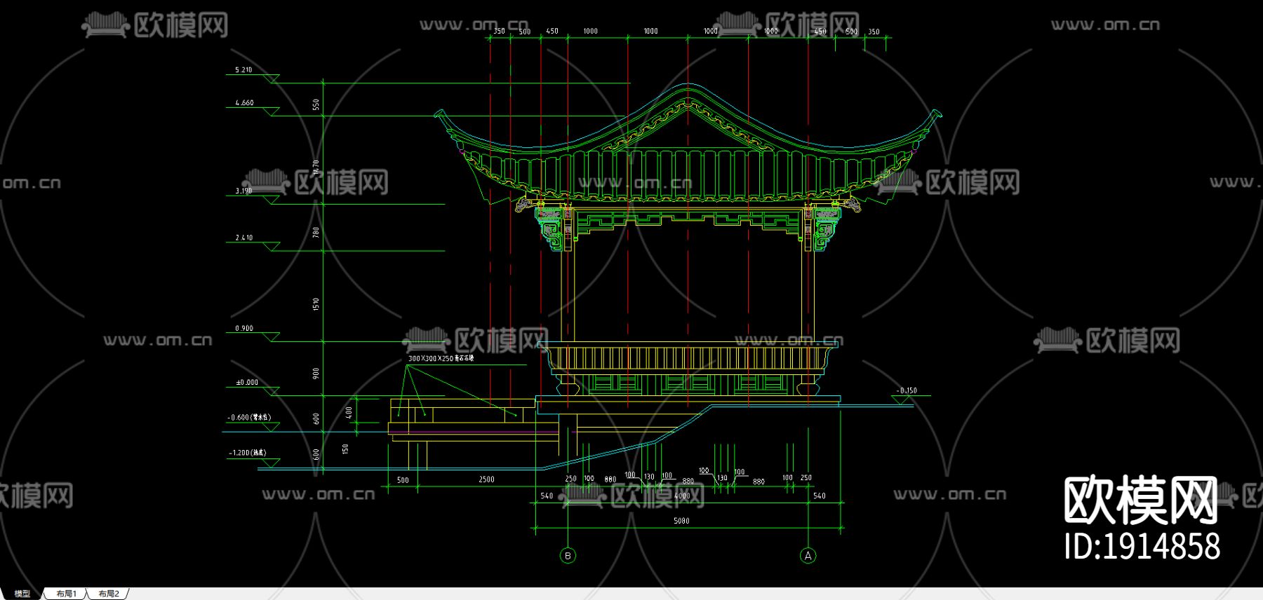 景观亭CAD施工图下载