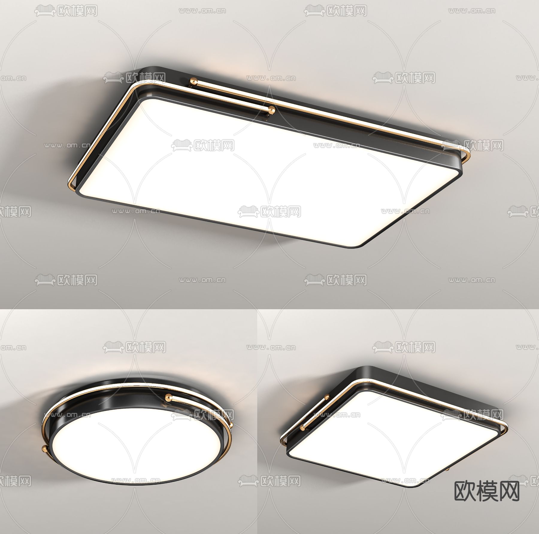 现代几何吸顶灯3d模型下载