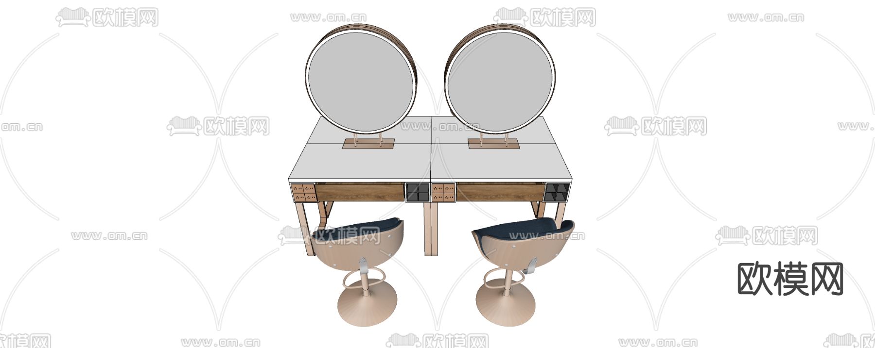 现代商用化妆台su模型下载（渲染图2）
