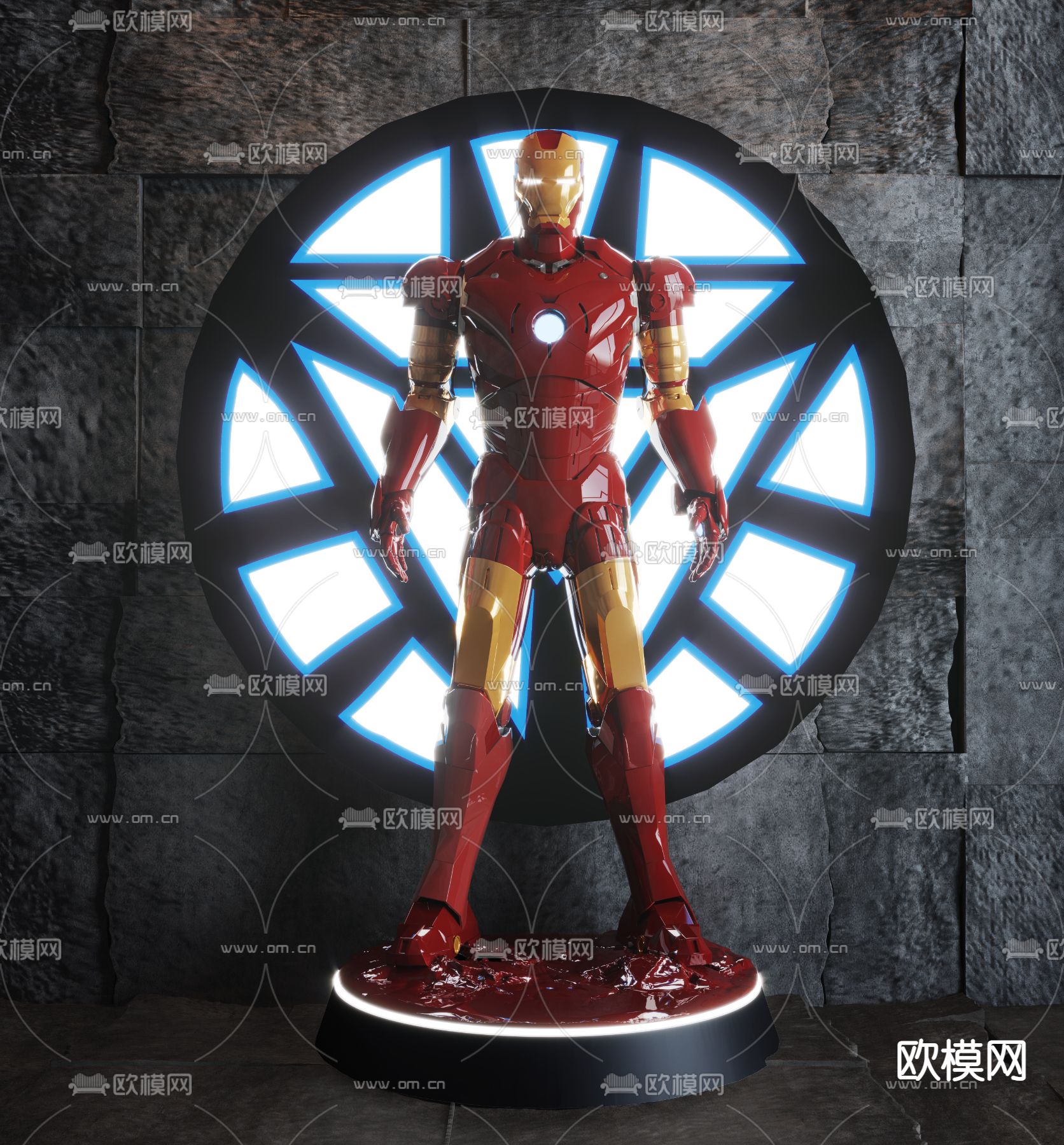 现代钢铁侠潮玩雕塑3d模型下载