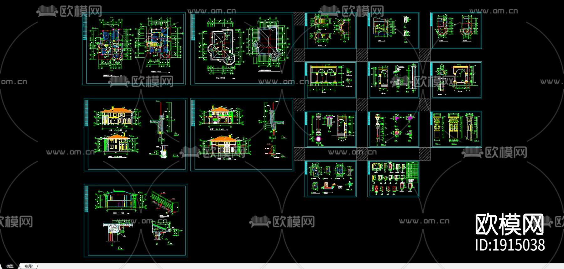 家居别墅cad施工图-免费3dmax模型库-欧模网