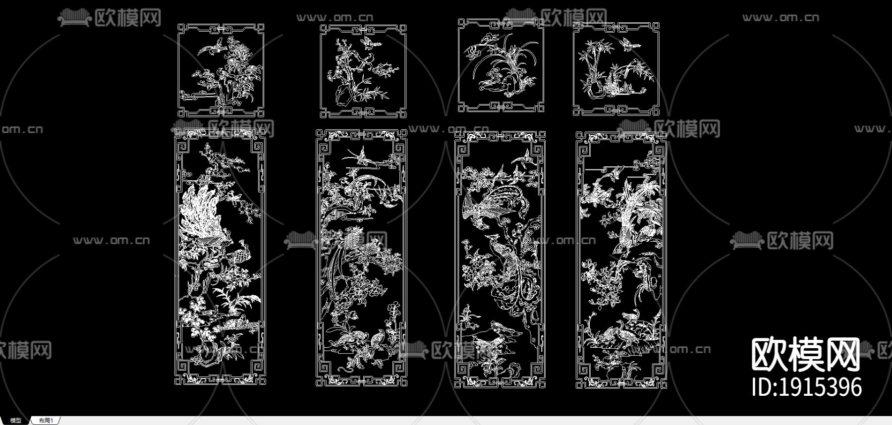 花鸟顶箱柜雕花节点大样下载